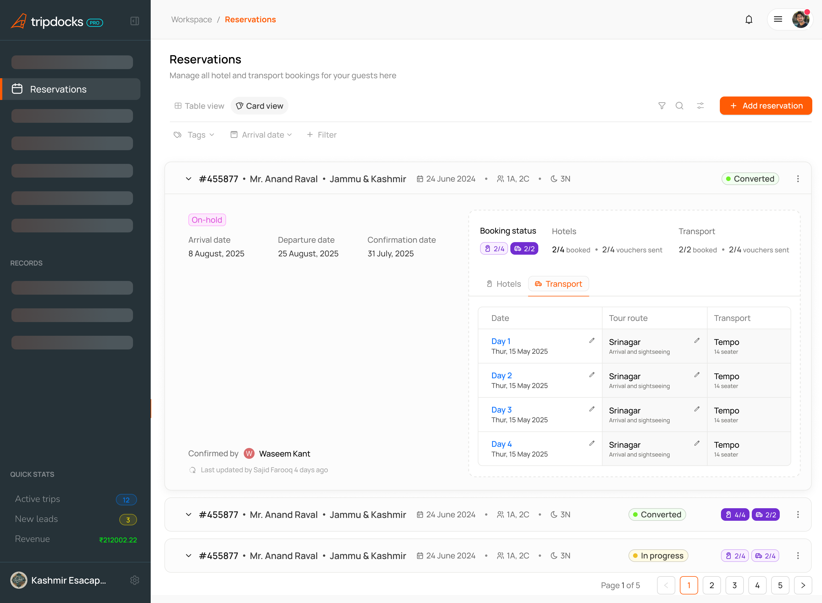 Reservation Management Demo